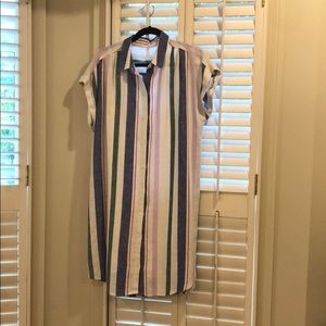 Old Navy stripe linen-blend cap-sleeve shirt dress